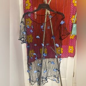 Black Sheer Butterfly Top